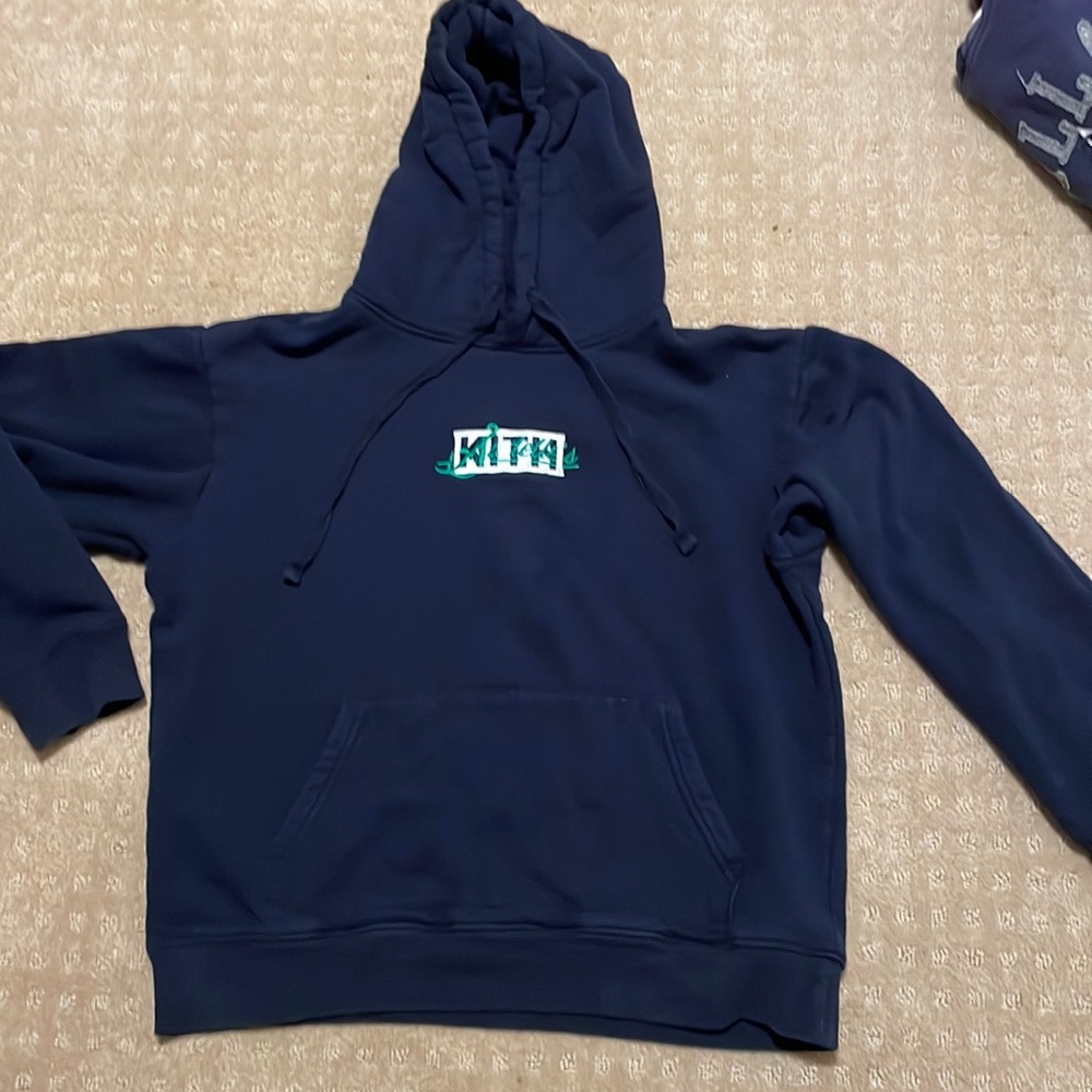 Kith Navy Blue Hoodie with Teal & White Logo  fit médium women